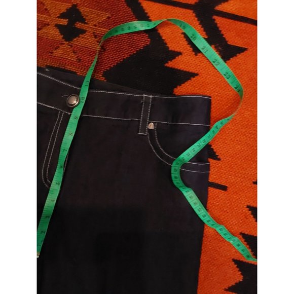 LARRY LEVINE Women's Wide Leg Cropped Stretch Black Jeans Contrast Stitch. Sz 10 - Picture 7 of 8